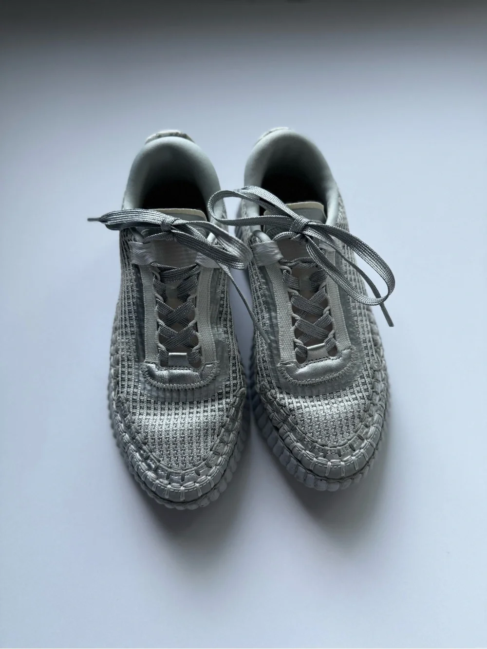 Women’s Chloe Silver Woven Lace-Up Sneakers